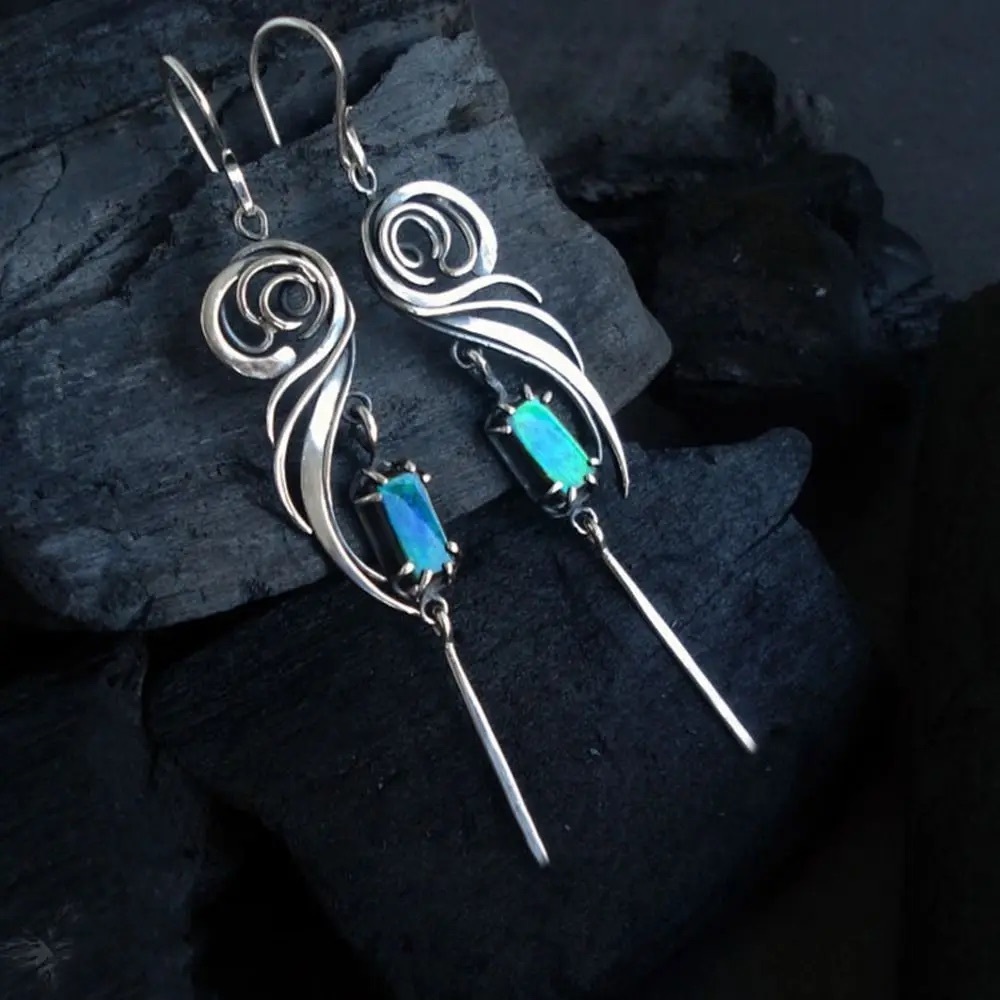 Elegant Silver and Blue Gemstone Earrings